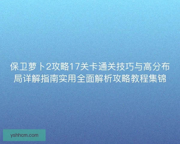 保卫萝卜2攻略17关卡通关技巧与高分布局详解指南实用全面解析攻略教程集锦 保卫萝卜2攻略17关卡通关技巧与高分布局详解指南实用全面解析攻略教程集锦