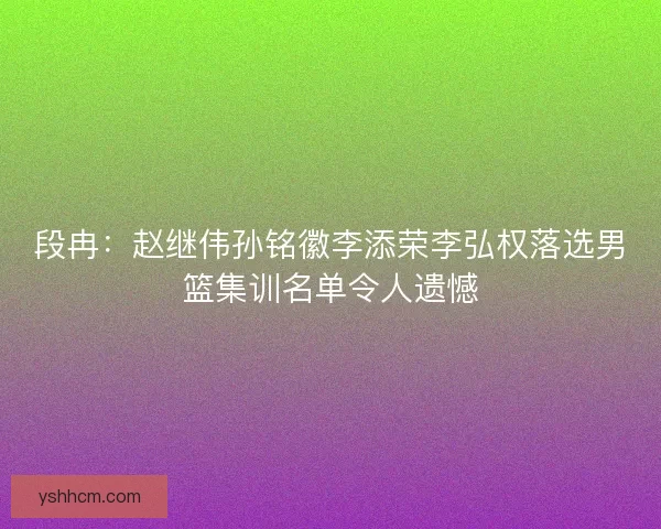 段冉：赵继伟孙铭徽李添荣李弘权落选男篮集训名单令人遗憾